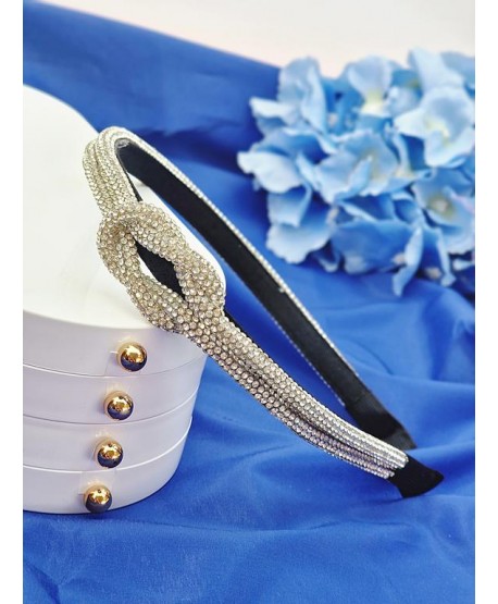 Dżetowa opaska do włosów z supełkiem