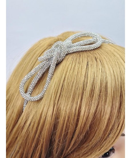 Dżetowa opaska do włosów z kokardką