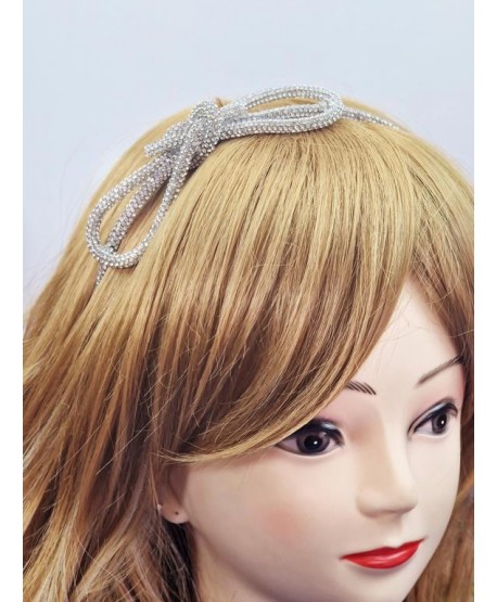 Dżetowa opaska do włosów z kokardką