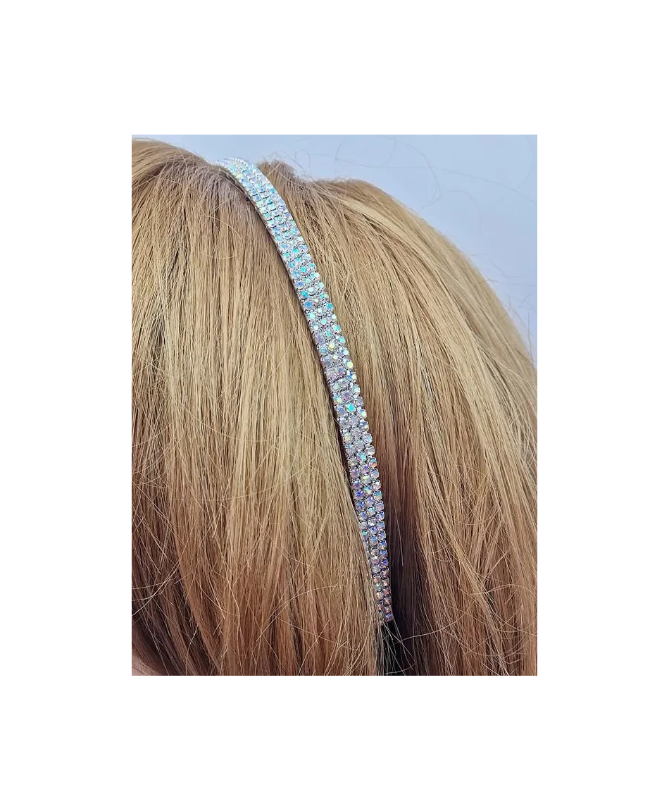 Opaski do włosów dżetowe srebrne