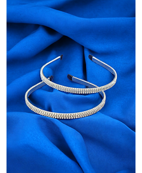 Opaska do włosów dżetowa srebrna