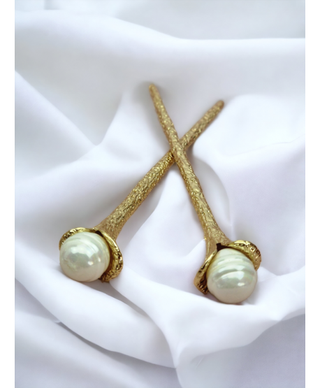 Japońska szpilka do włosów złota z perełką