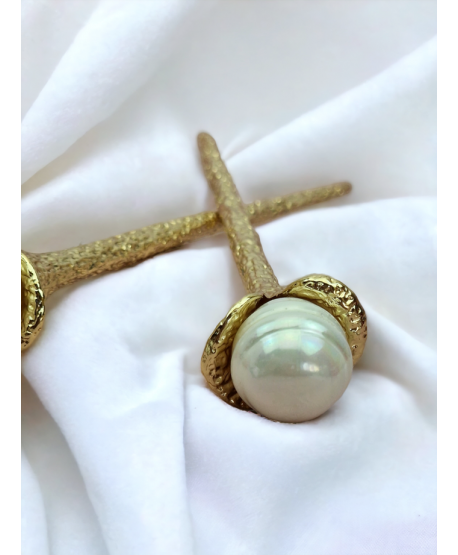 Japońska szpilka do włosów złota z perełką