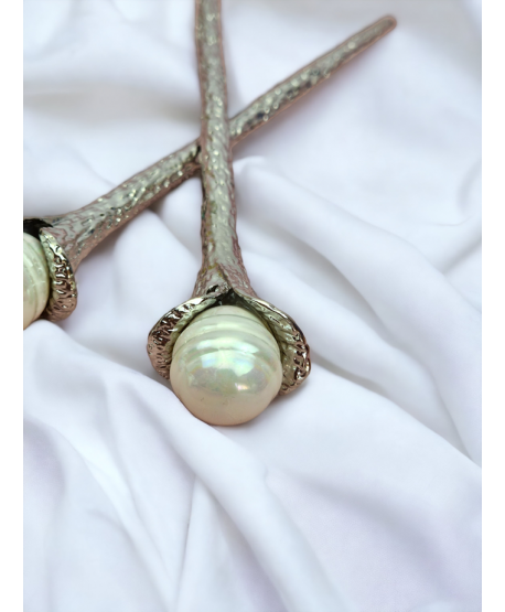 Japońska szpilka do włosów srebrna z perełką