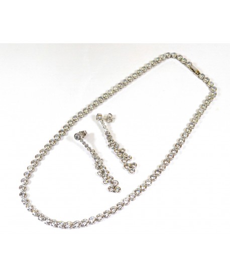 Komplet biżuterii stal okrągłe kryształki