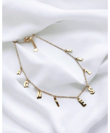 Naszyjnik stal złoty celebrytka z imieniem Agnieszka