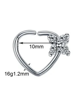 Kolczyki serduszka do ucha nosa stal 10 mm