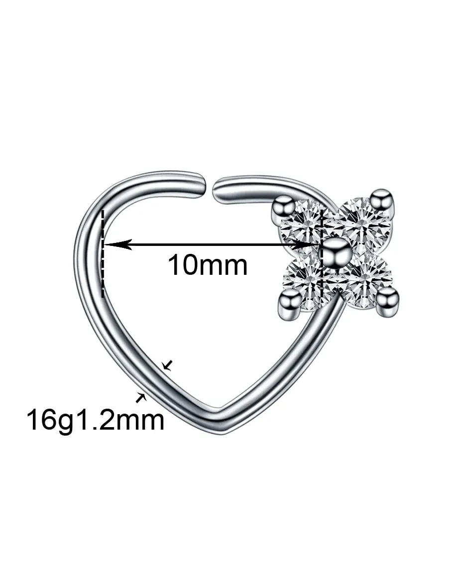 Kolczyki serduszka do ucha nosa stal 10 mm