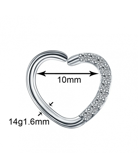 Kolczyki serduszka do ucha nosa stal 10 mm