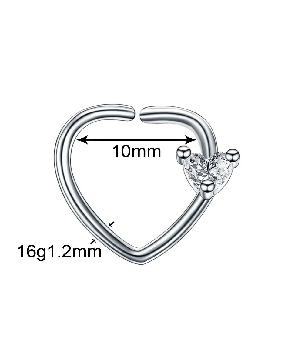 Kolczyki serduszka do ucha nosa stal 10 mm