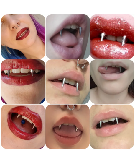 Kolczyki do ust zęby wampira