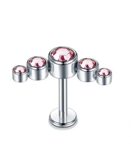 Kolczyki ozdobne labrety z cyrkoniami 6 mm