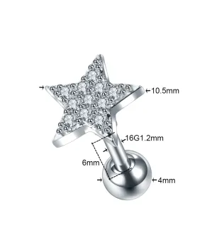 Kolczyki ozdobne labrety tragus helix różne kształty