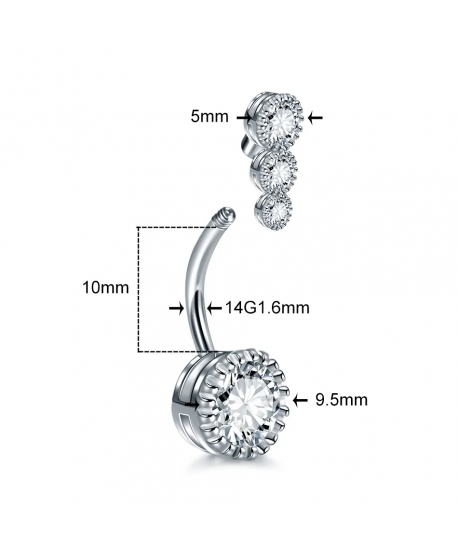 Kolczyki do pępka stal cyrkonie