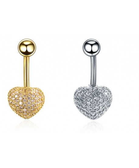 Kolczyki do pępka stal cyrkoniowe serca