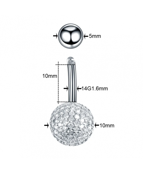 Kolczyki do pępka stal cyrkoniowe kulki