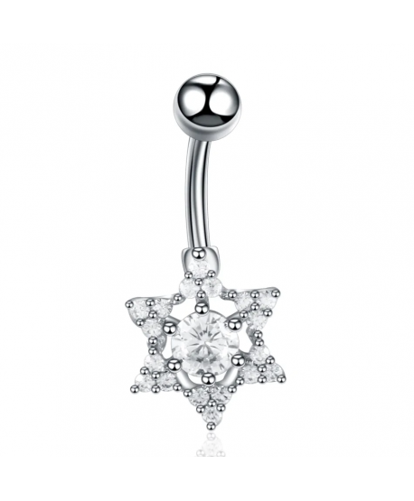 Kolczyk do pępka stal błyszcząca gwiazdka