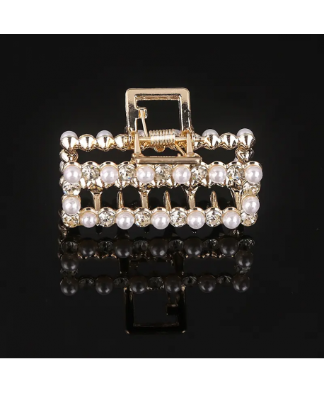 Spinka klamra do włosów kryształki i perełki