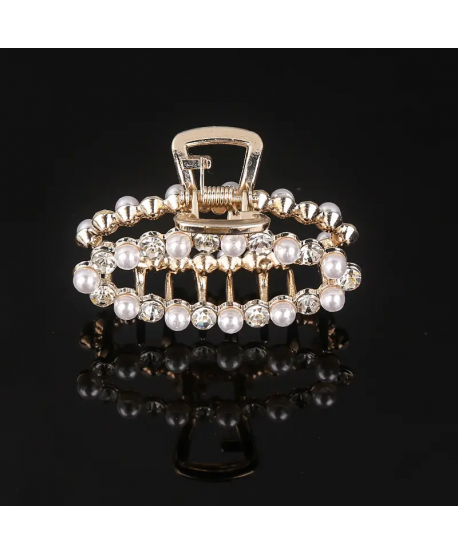 Spinka klamra do włosów kryształki i perełki