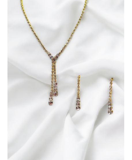 Komplet biżuterii złotej krawatka naszyjnik i kolczyki