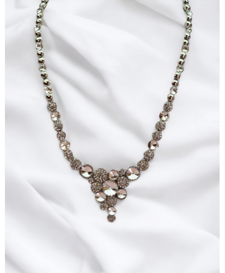 Naszyjnik srebrny kryształowy