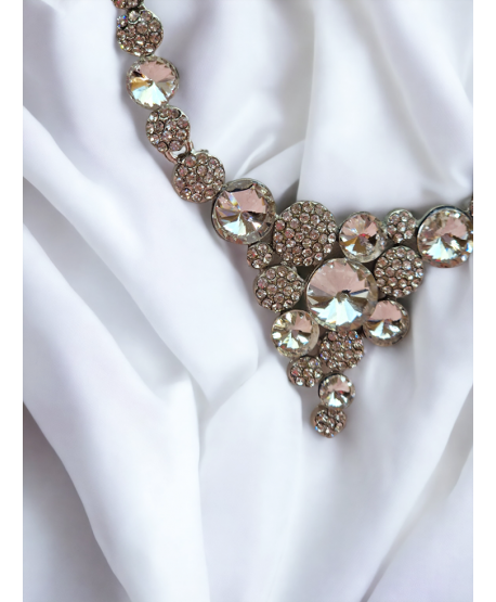 Naszyjnik srebrny kryształowy