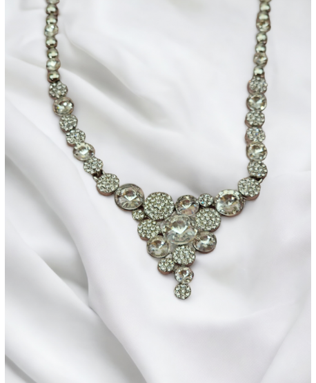 Naszyjnik srebrny kryształowy