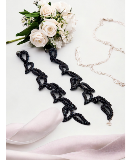 Kolczyki wiszące czarne łezki