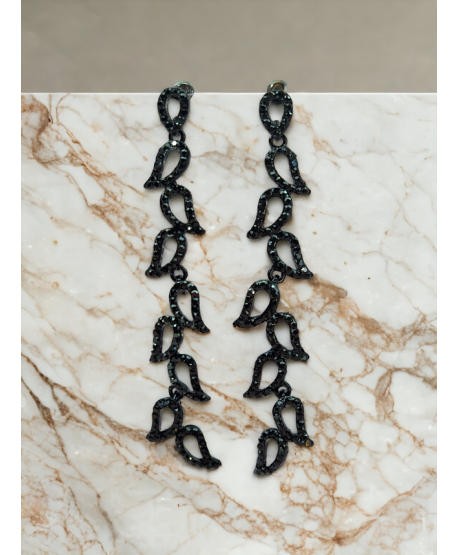 Kolczyki wiszące czarne łezki