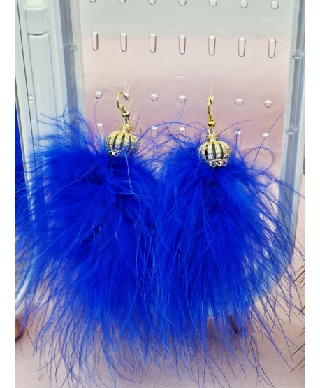 Kolczyki puszyste pióra ze złotem