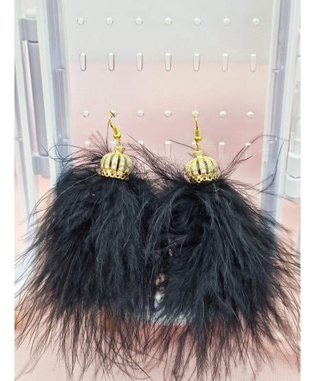 Kolczyki puszyste pióra ze złotem