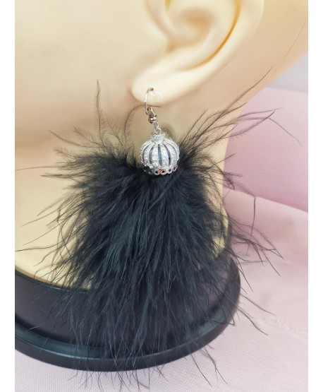 Kolczyki puszyste pióra ze srebrem