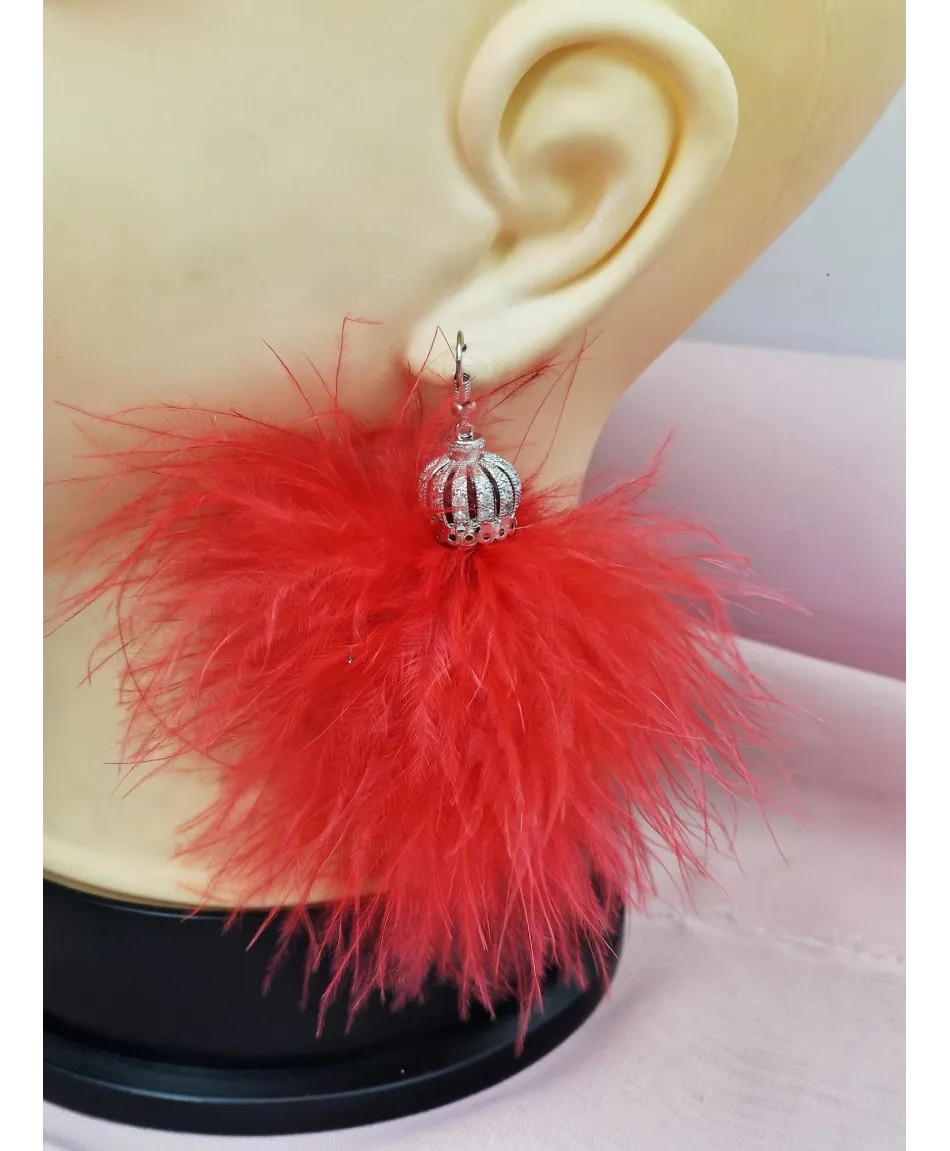 Kolczyki puszyste pióra ze srebrem