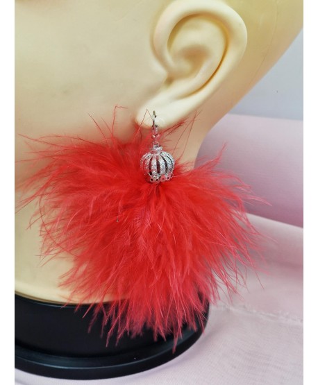 Kolczyki puszyste pióra ze srebrem