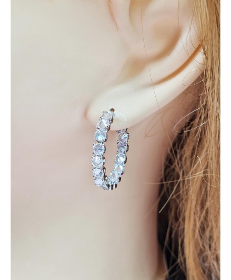 Kolczyki stal srebrne koła z cyrkoniami