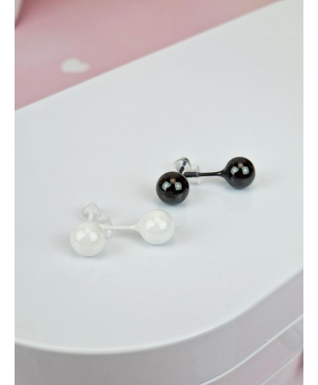 Kolczyki ceramiczne kulki białe lub czarne 0,5 cm