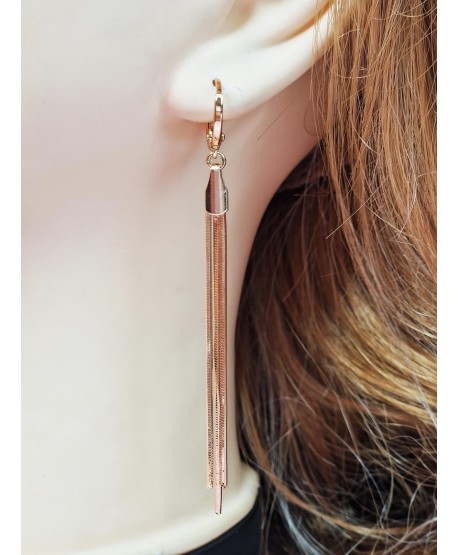 Kolczyki stal łańcuszki złote