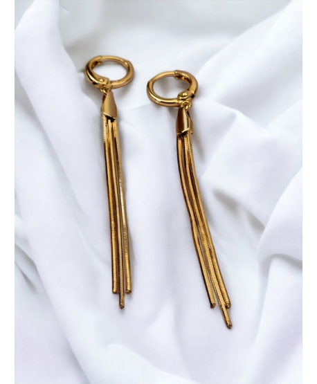 Kolczyki stal łańcuszki złote