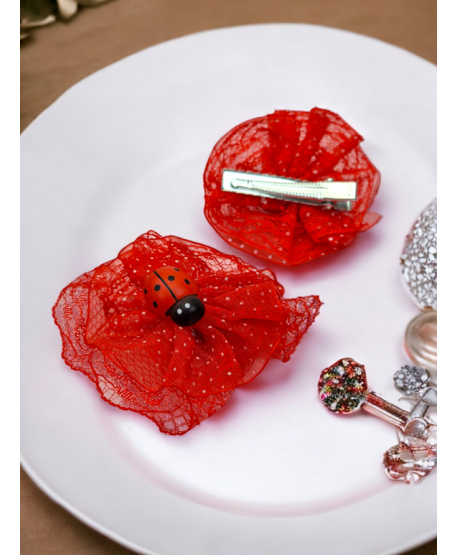 Spineczki czerwone z biedronką klips