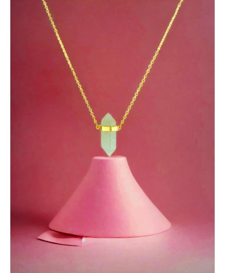 Naszyjnik stal złoty z minerałem opal