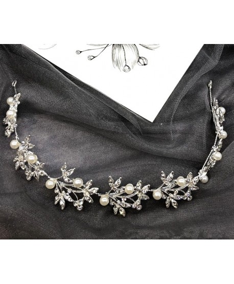 Ozdoba do włosów ślubna kryształki i perełki