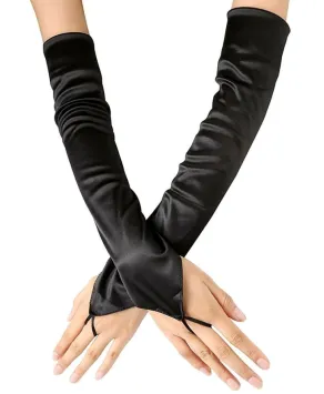 Rękawiczki satynowe czarne długie