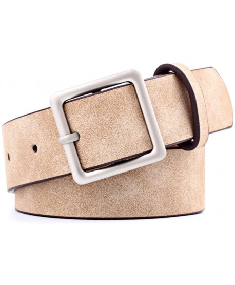 Beżowy pasek ze srebrną matową klamrą