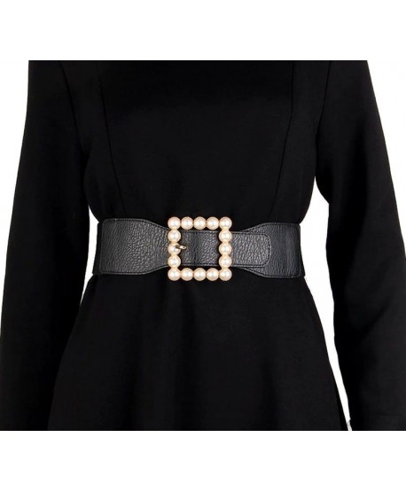 Pasek na gumie z klamrą z perełek