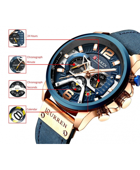 Zegarek męski Curren granatowy datownik chronograf