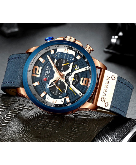 Zegarek męski Curren granatowy datownik chronograf