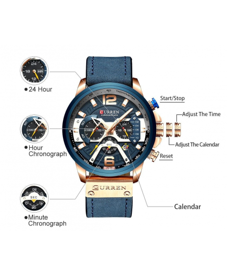 Zegarek męski Curren granatowy datownik chronograf