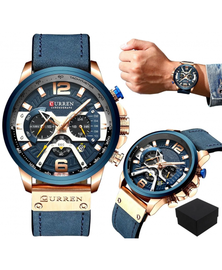 Zegarek męski Curren granatowy datownik chronograf