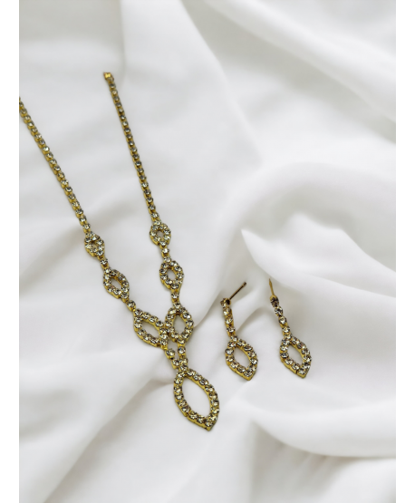 Komplet biżuterii złotej naszyjnik z kolczykami delikatne łezki