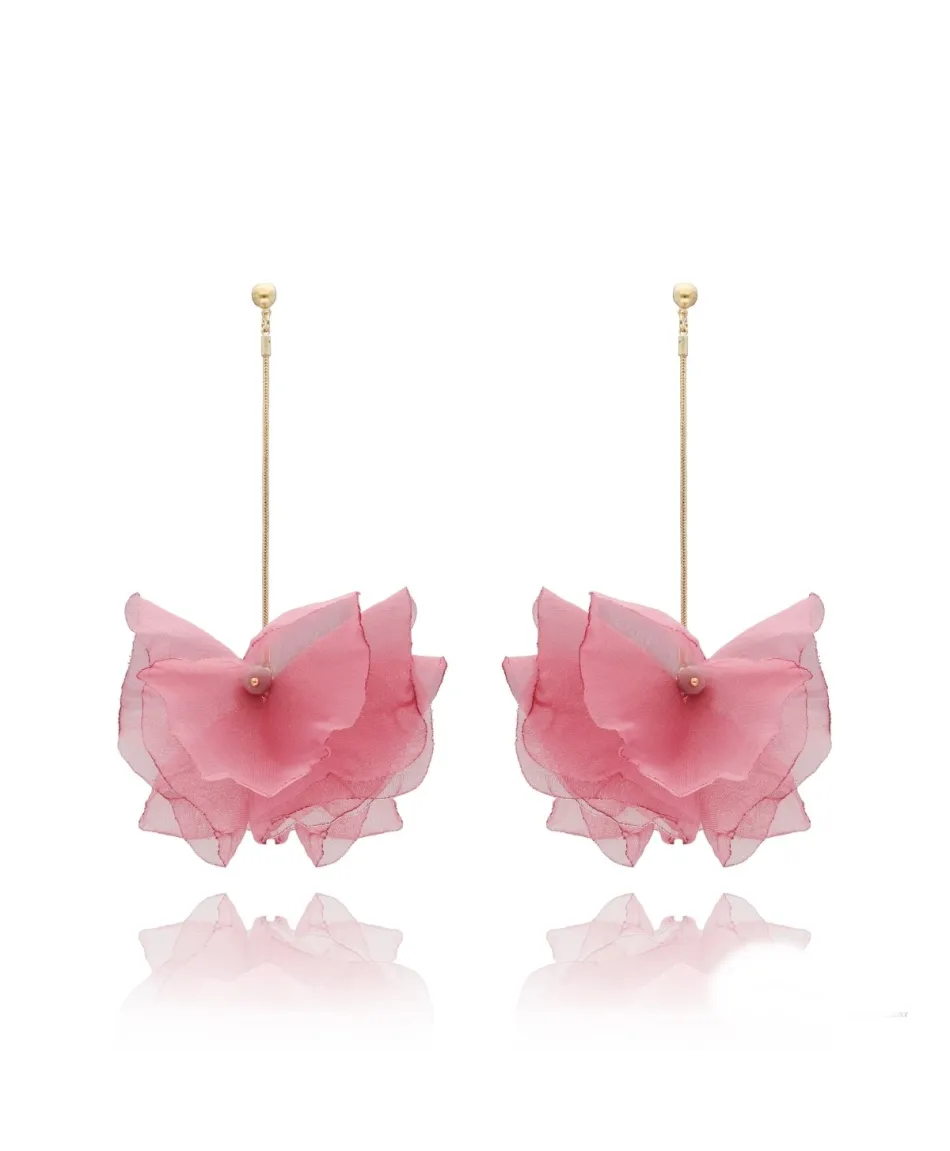 Kolczyki jedwabne na złotym łańcuszku w kolorach